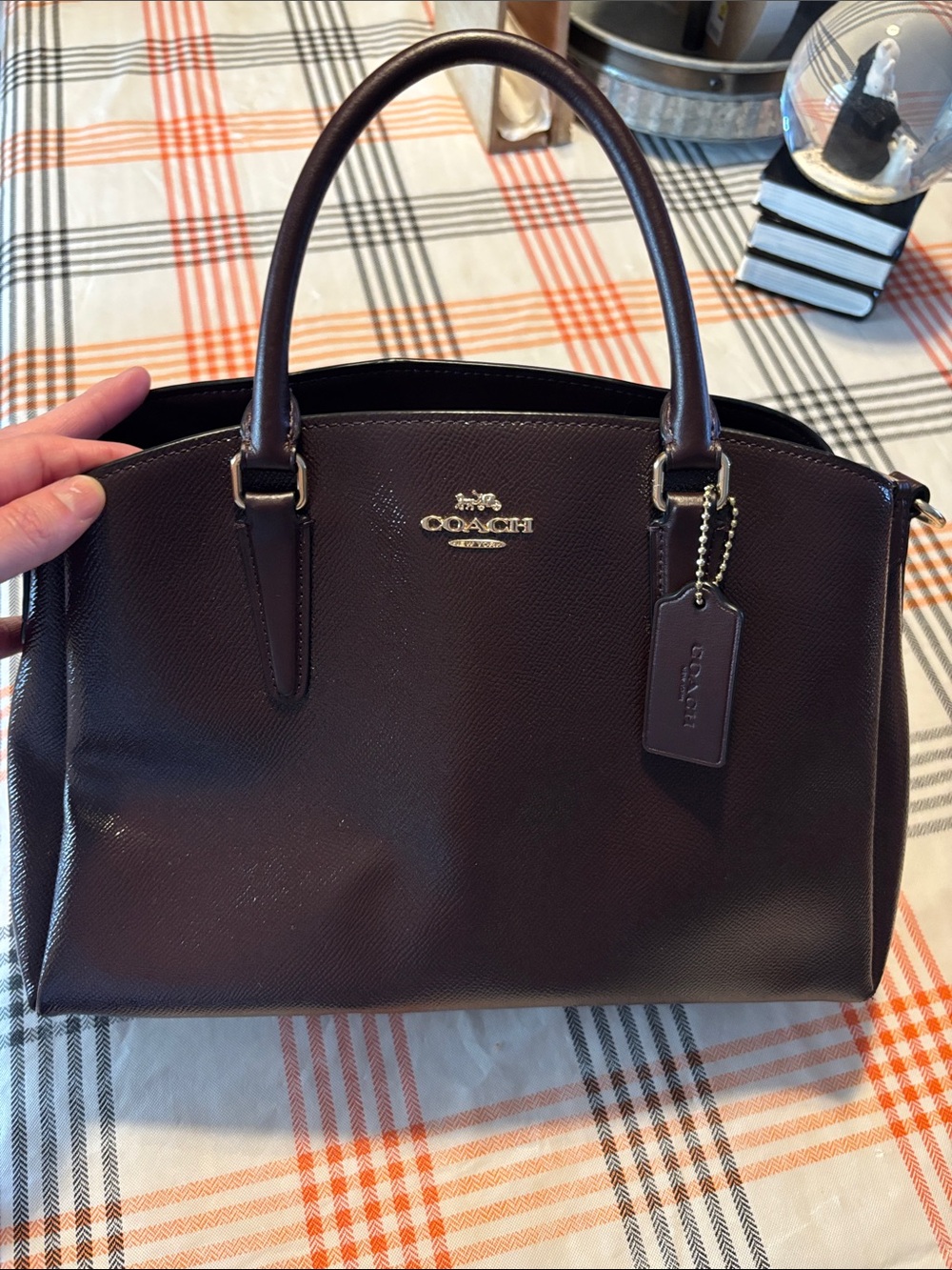 Coach Pebble Leather Satchel - burgundy